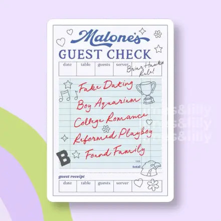 Malone’s Guest Check Off Campus Vinyl Sticker