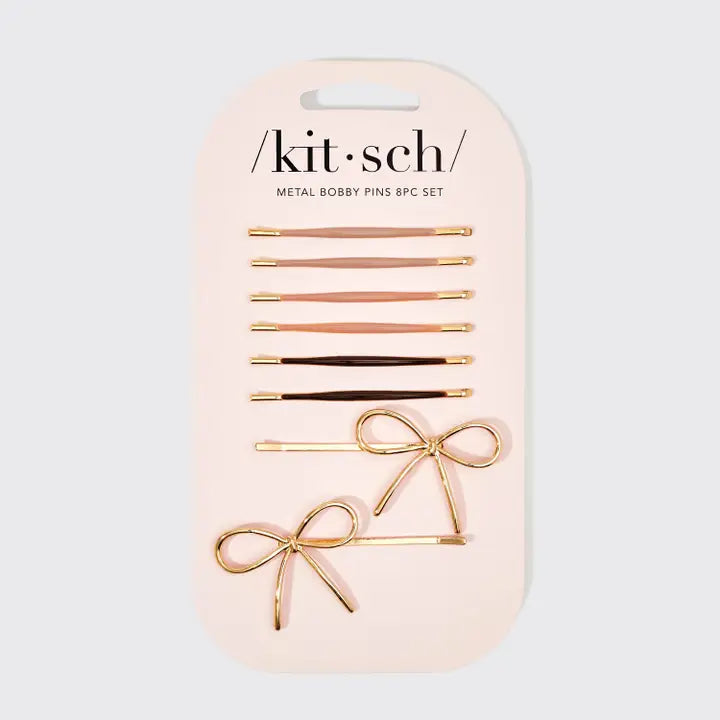 Metal Enamel Cloud & Bow Bobby Pins 8pc Set – Rosewood