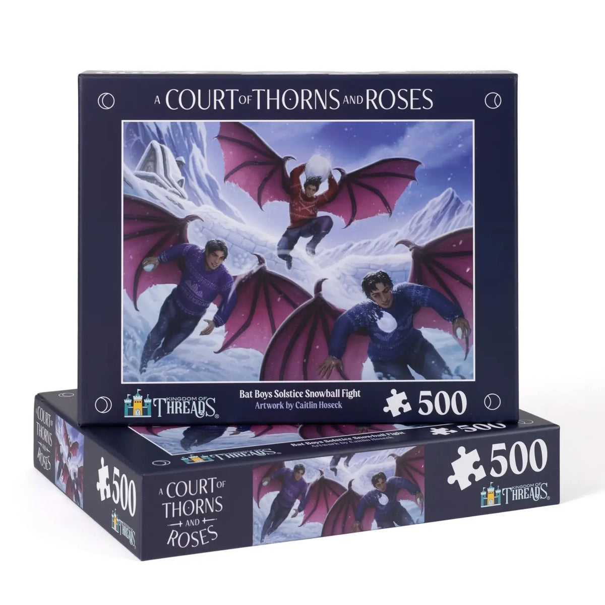 Bat Boys Solstice Snowball Fight 500-Piece Puzzle