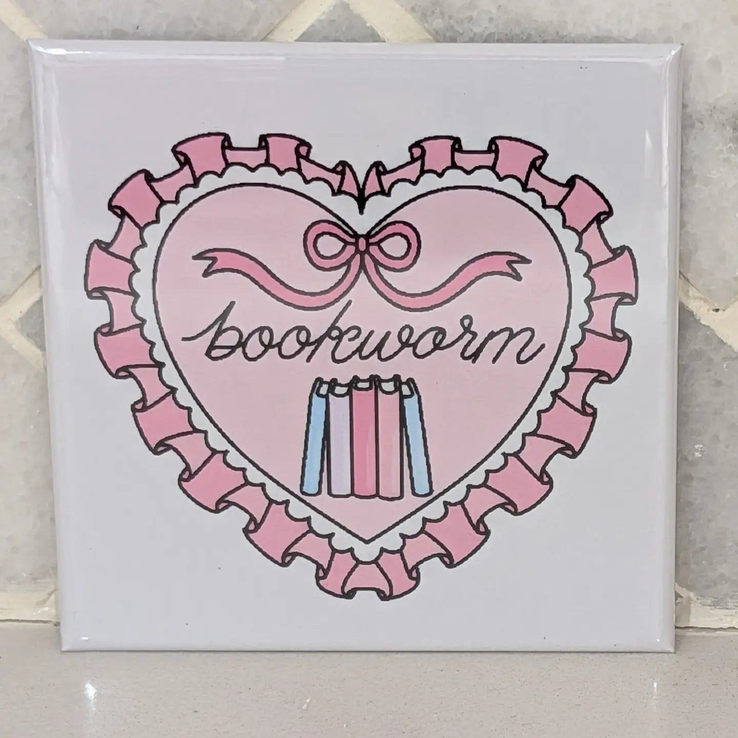 Bookworm Coquette Heart Magnet