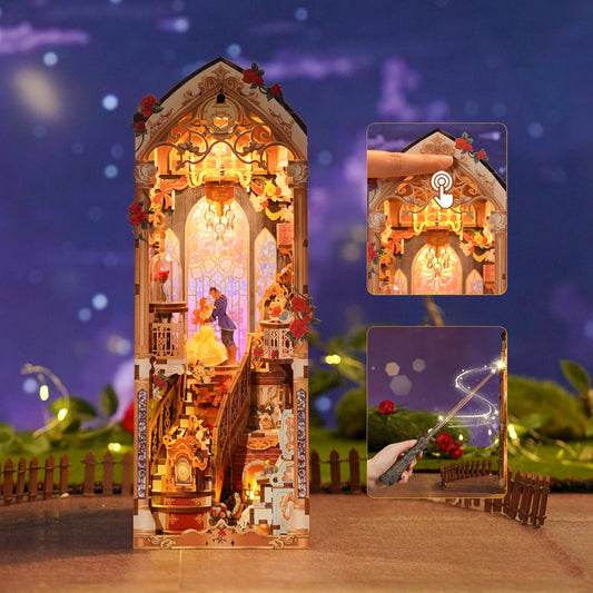 Diy Book Nook Kit: Enchanted Rose w/ Dust Cover