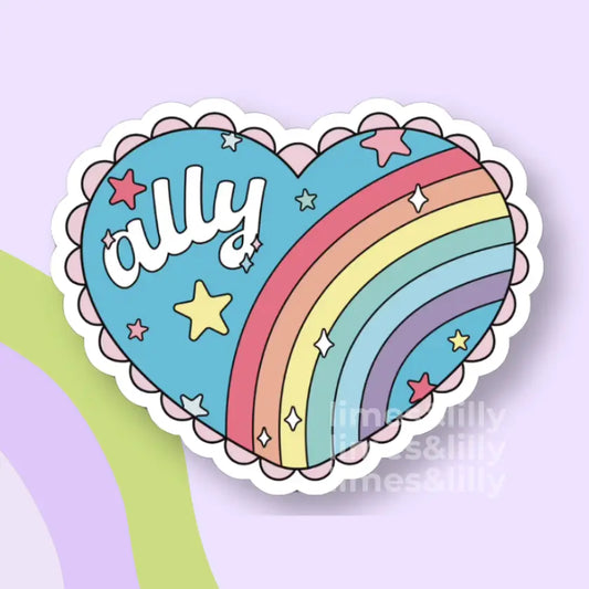 Ally Rainbow Heart Lgbtq Pride Vinyl Sticker