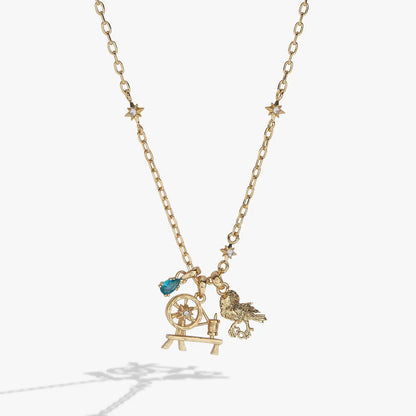 ACOTAR Mist and Fury Bird & Spinning Wheel Necklace