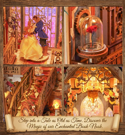 Diy Book Nook Kit: Enchanted Rose w/ Dust Cover