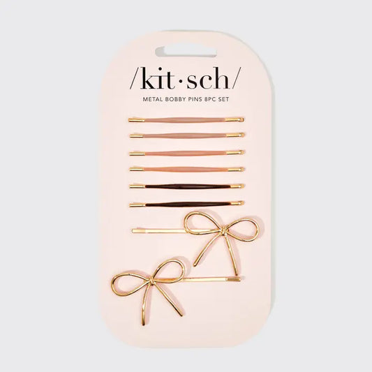 Metal Enamel Cloud & Bow Bobby Pins 8pc Set – Rosewood