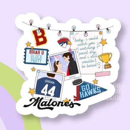 Malone’s Off Campus Icons Hockey Romance Collage Vinyl Sticker