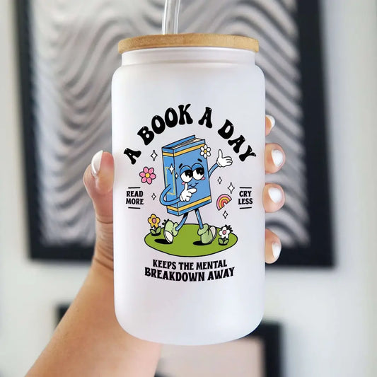 A Book a Day-Frosted Mug With Lid