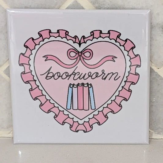 Bookworm Coquette Heart Magnet