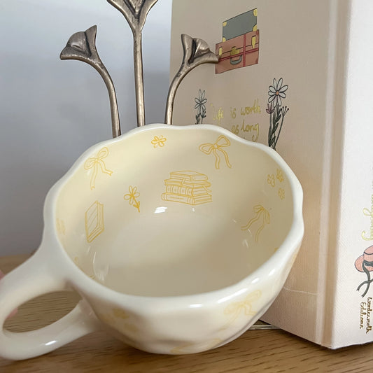 Bows & Books Mug-Yellow