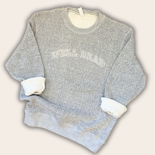 "Well Read" Cozy Knit Sweatshirt