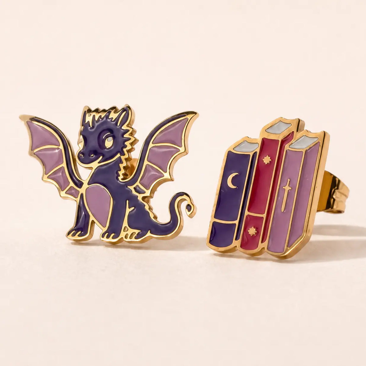 Dragon & Fantasy Book Stud Earrings