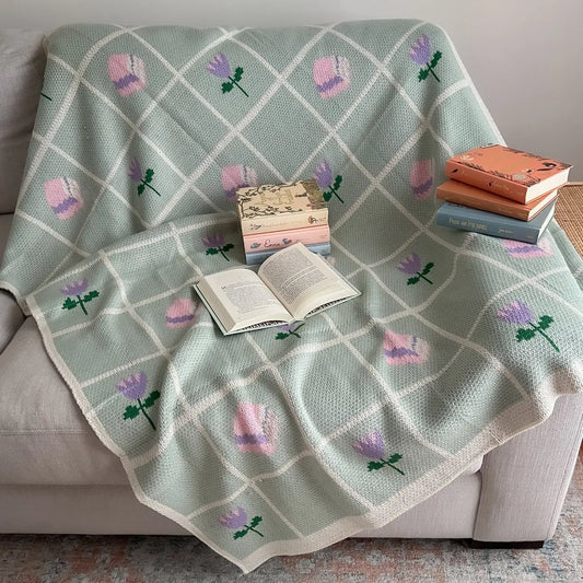 Floral Bookish Throw Blanket