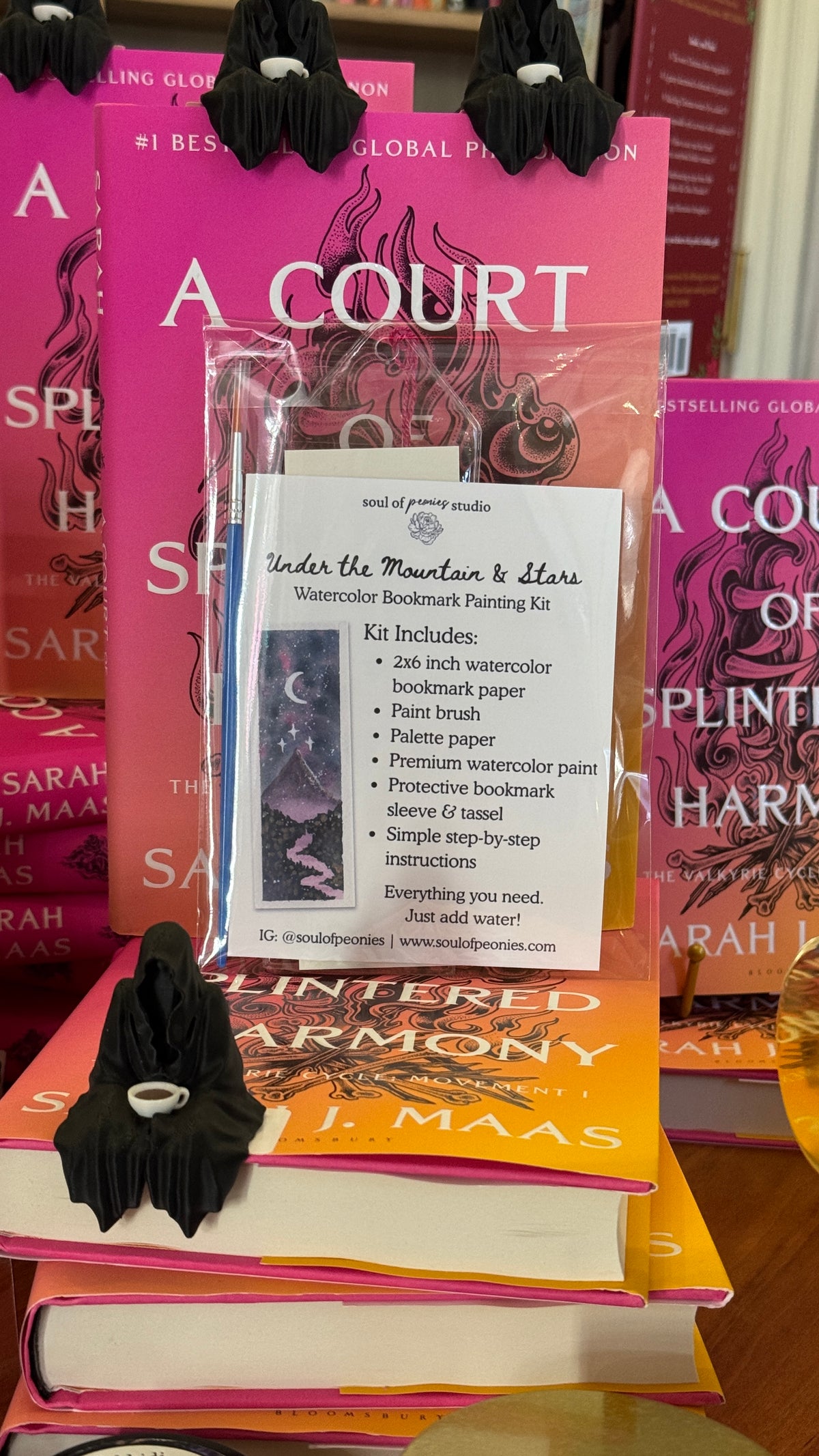 Soul of Peonies Under the Mountain & Stars Watercolor Bookmark Paiting Kit