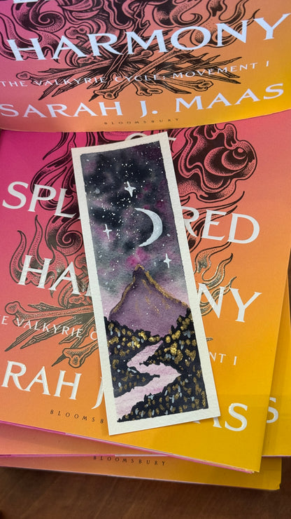 Soul of Peonies Under the Mountain & Stars Watercolor Bookmark Paiting Kit