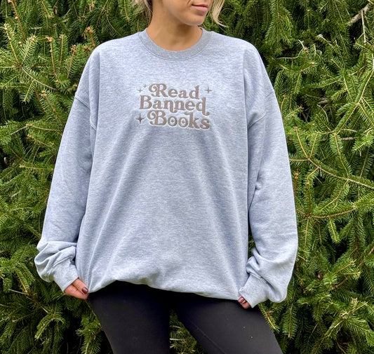 Read Banned Books Embroidered Sweatshirt