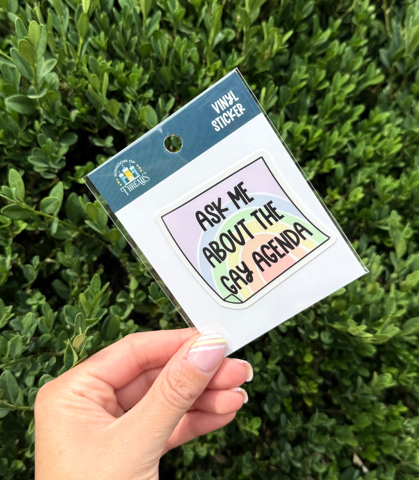 "Ask Me About The Gay Agenda" Vinyl Sticker