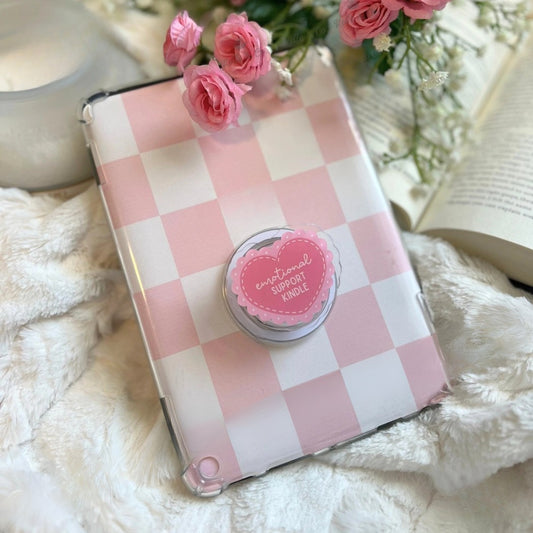 Pink Heart Emotional Support Kindle Grip