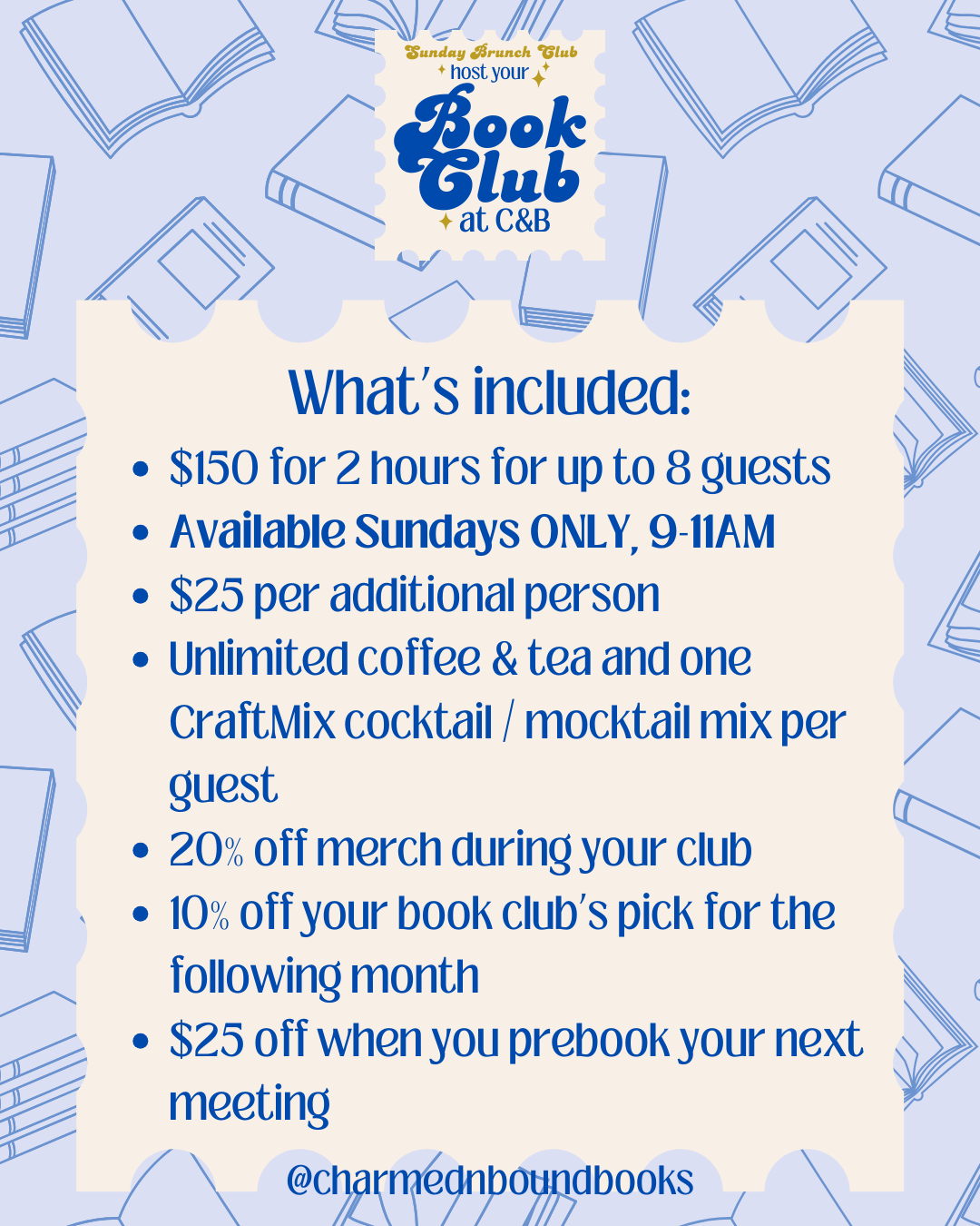 Host Your Next Book Club at Charmed & Bound: Sunday Brunch Club