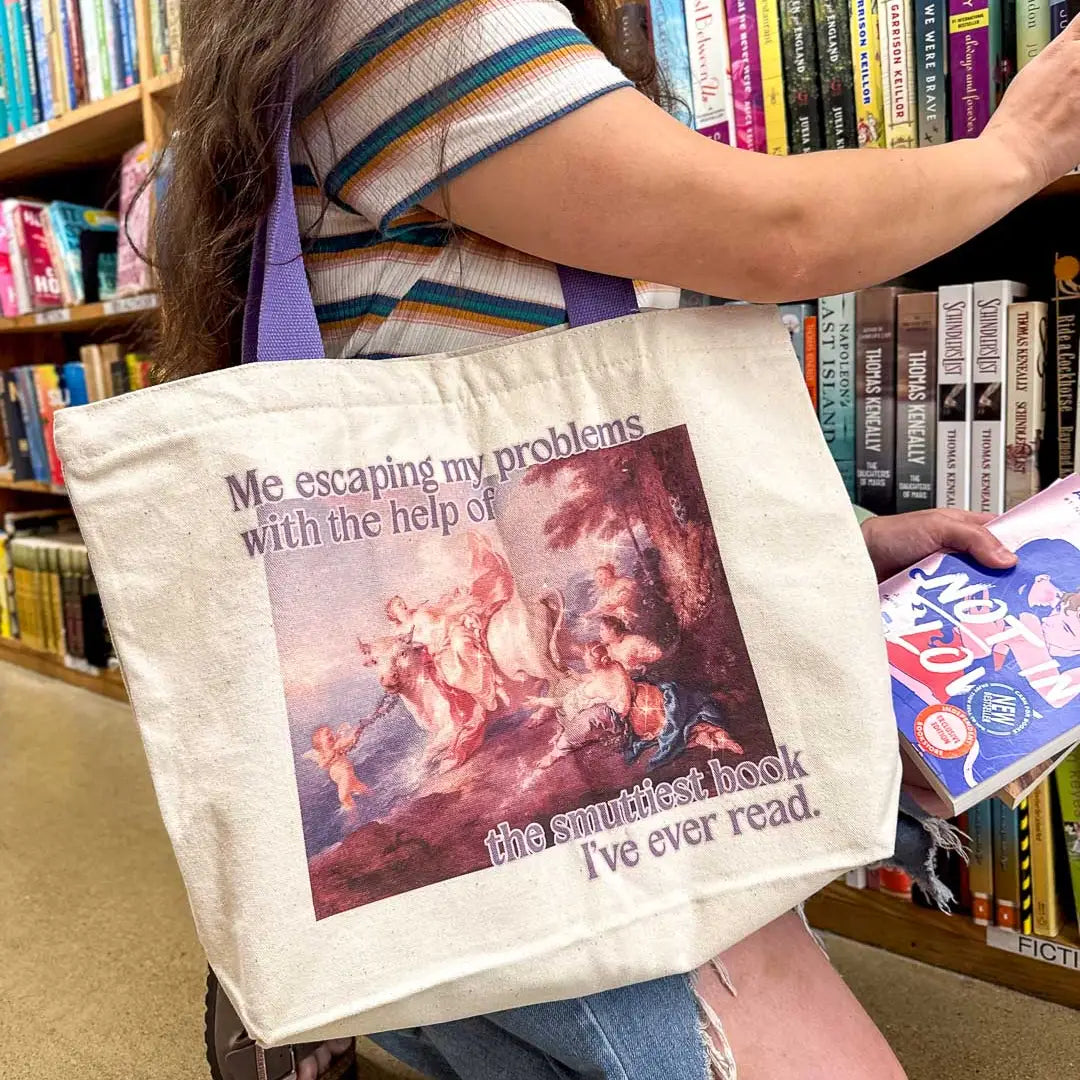 Smutty Books Fine Art Bookish Tote Bag | Literary Totes
