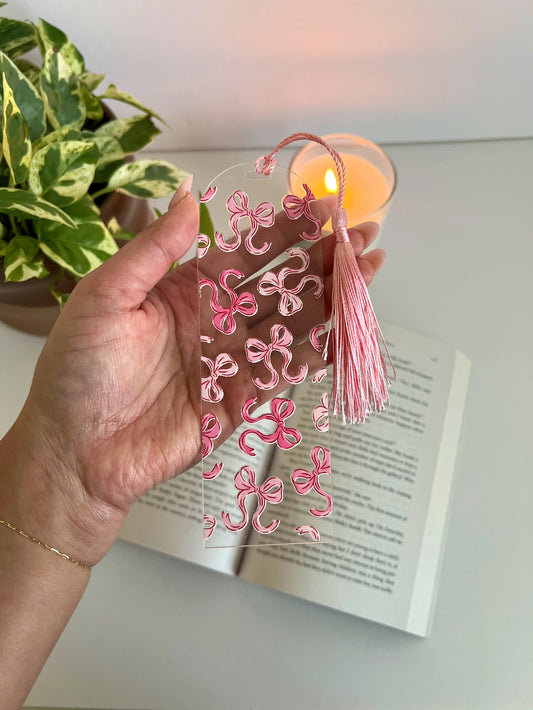 Pink Bow Acrylic Bookmark